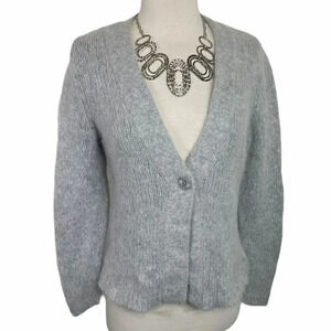 Sara Spencer M angora/lambswool gray 1 button cardigan